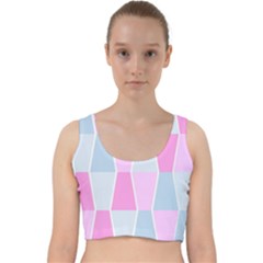 Geometric Pattern Design Pastels Velvet Racer Back Crop Top