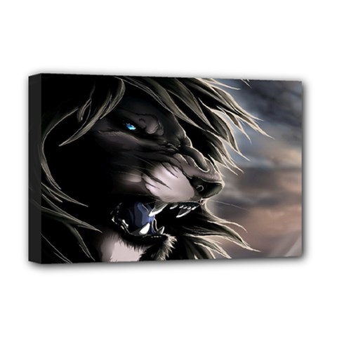 Angry Lion Digital Art Hd Deluxe Canvas 18  X 12   by Nexatart