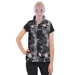 Angry Lion Digital Art Hd Women s Button Up Vest by Nexatart