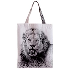 Lion Wildlife Art And Illustration Pencil Zipper Classic Tote Bag by Nexatart