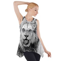 Lion Wildlife Art And Illustration Pencil Side Drop Tank Tunic by Nexatart