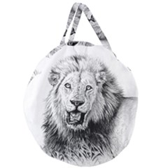 Lion Wildlife Art And Illustration Pencil Giant Round Zipper Tote by Nexatart