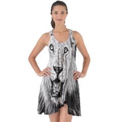 Lion Wildlife Art And Illustration Pencil Show Some Back Chiffon Dress by Nexatart