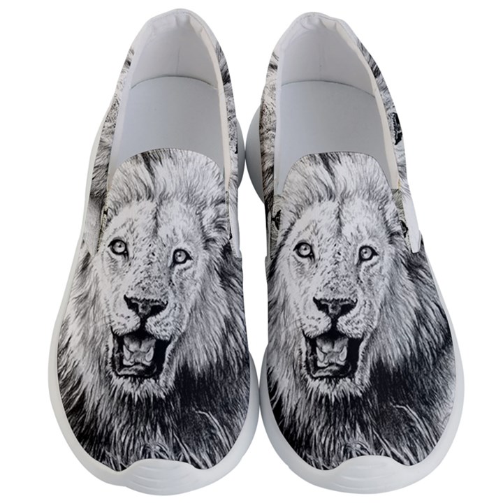 Lion Wildlife Art And Illustration Pencil Men s Lightweight Slip Ons