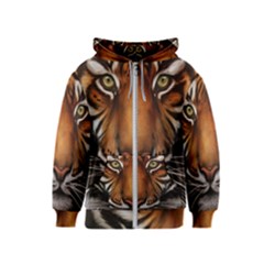 The Tiger Face Kids  Zipper Hoodie by Nexatart