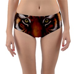 The Tiger Face Reversible Mid-waist Bikini Bottoms by Nexatart