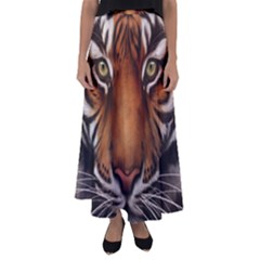 The Tiger Face Flared Maxi Skirt by Nexatart