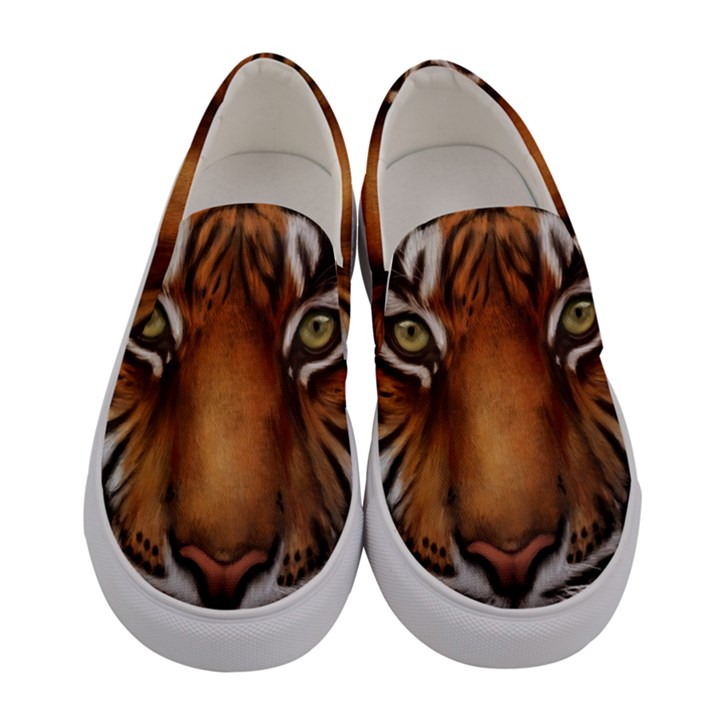 The Tiger Face Women s Canvas Slip Ons