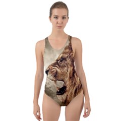 Roaring Lion Cut-out Back One Piece Swimsuit by Nexatart