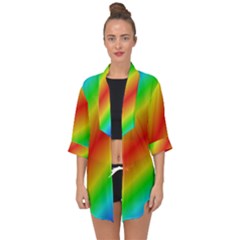 Background Diagonal Refraction Open Front Chiffon Kimono