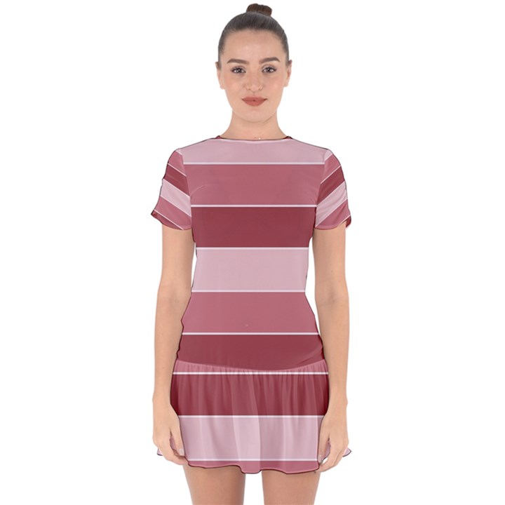 Striped Shapes Wide Stripes Horizontal Geometric Drop Hem Mini Chiffon Dress