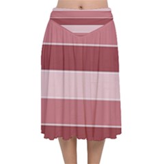 Striped Shapes Wide Stripes Horizontal Geometric Velvet Flared Midi Skirt by Nexatart