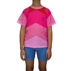 Geometric Shapes Magenta Pink Rose Kids  Short Sleeve Swimwear by Nexatart