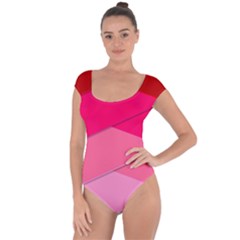 Geometric Shapes Magenta Pink Rose Short Sleeve Leotard 