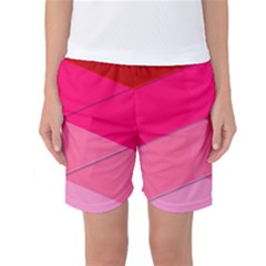 Geometric Shapes Magenta Pink Rose Women s Basketball Shorts