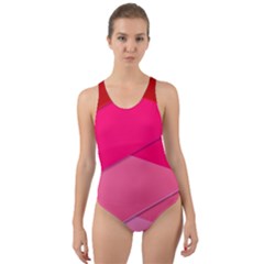 Geometric Shapes Magenta Pink Rose Cut-out Back One Piece Swimsuit by Nexatart