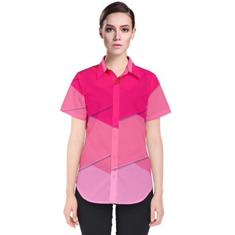 Geometric Shapes Magenta Pink Rose Women s Short Sleeve Shirt by Nexatart