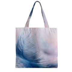 Feather Ease Slightly Blue Airy Zipper Grocery Tote Bag by Nexatart