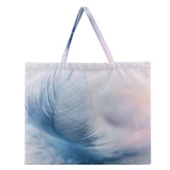 Feather Ease Slightly Blue Airy Zipper Large Tote Bag by Nexatart