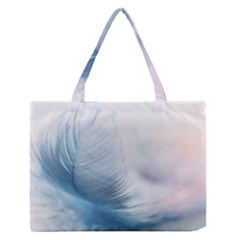 Feather Ease Slightly Blue Airy Zipper Medium Tote Bag by Nexatart