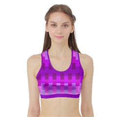 Geometric Cubes Pink Purple Blue Sports Bra With Border by Nexatart