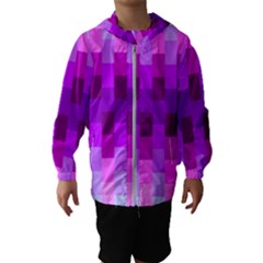 Geometric Cubes Pink Purple Blue Hooded Wind Breaker (kids) by Nexatart