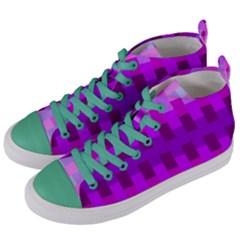 Geometric Cubes Pink Purple Blue Women s Mid-top Canvas Sneakers