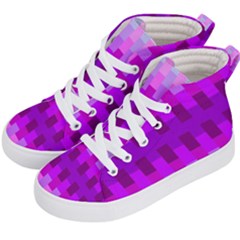 Geometric Cubes Pink Purple Blue Kid s Hi-top Skate Sneakers by Nexatart