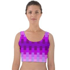 Geometric Cubes Pink Purple Blue Velvet Crop Top