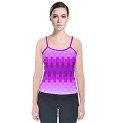 Geometric Cubes Pink Purple Blue Velvet Spaghetti Strap Top