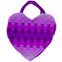 Geometric Cubes Pink Purple Blue Giant Heart Shaped Tote