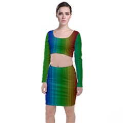 Spectrum Colours Colors Rainbow Long Sleeve Crop Top & Bodycon Skirt Set