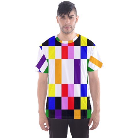 Rainbow Color Blocks Red Orange Men s Sports Mesh Tee by Nexatart