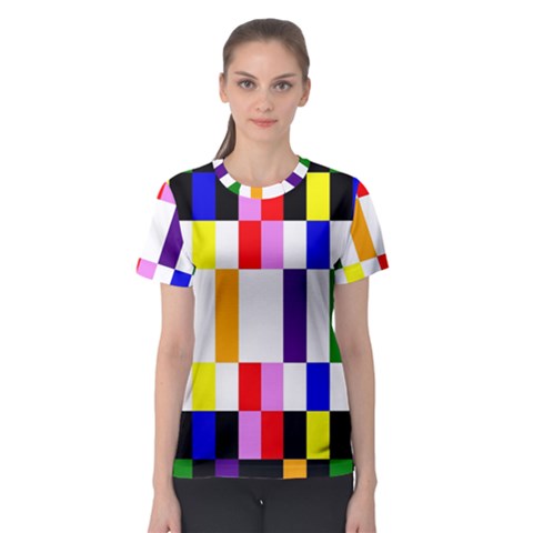 Rainbow Color Blocks Red Orange Women s Sport Mesh Tee by Nexatart