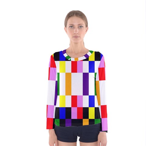 Rainbow Color Blocks Red Orange Women s Long Sleeve Tee by Nexatart