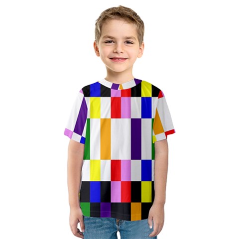 Rainbow Color Blocks Red Orange Kids  Sport Mesh Tee by Nexatart