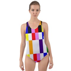 Rainbow Color Blocks Red Orange Cut-out Back One Piece Swimsuit by Nexatart