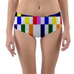 Rainbow Color Blocks Red Orange Reversible Mid-waist Bikini Bottoms by Nexatart