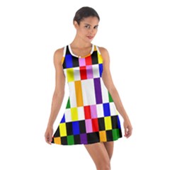 Rainbow Color Blocks Red Orange Cotton Racerback Dress by Nexatart