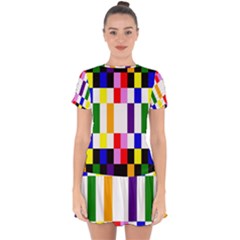 Rainbow Color Blocks Red Orange Drop Hem Mini Chiffon Dress by Nexatart