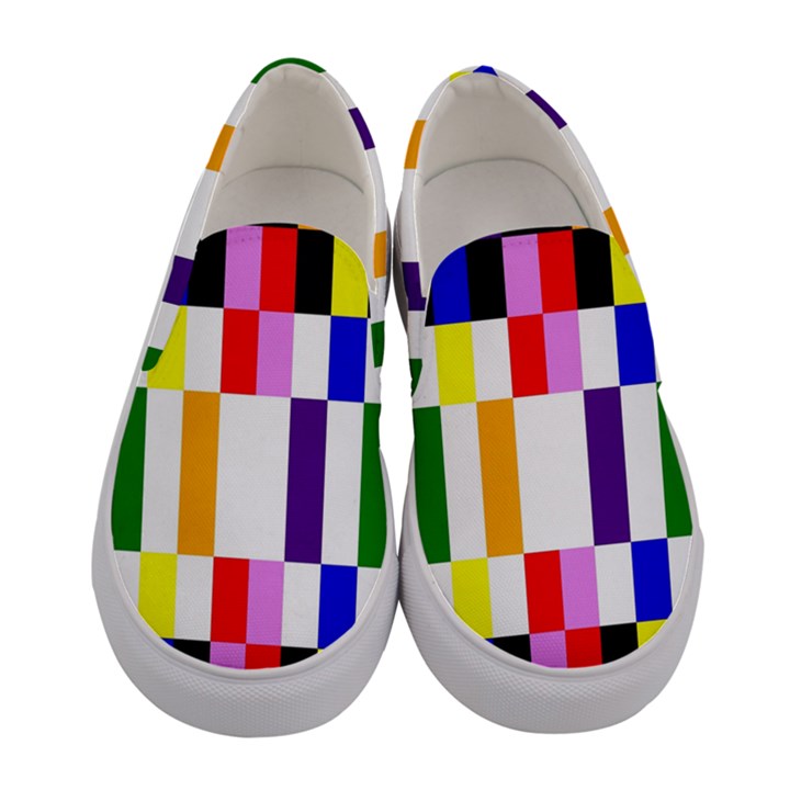 Rainbow Color Blocks Red Orange Women s Canvas Slip Ons