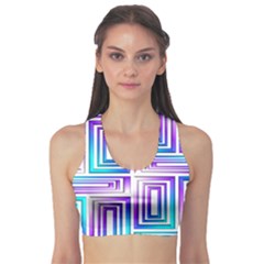 Geometric 3d Metallic Aqua Purple Sports Bra by Nexatart