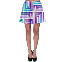 Geometric 3d Metallic Aqua Purple Skater Skirt by Nexatart