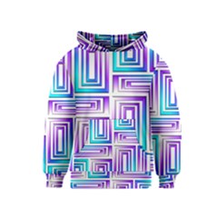 Geometric 3d Metallic Aqua Purple Kids  Pullover Hoodie by Nexatart