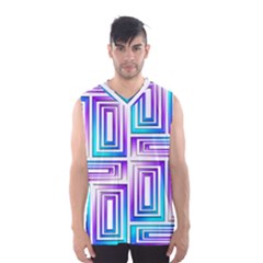 Geometric 3d Metallic Aqua Purple Men s Basketball Tank Top by Nexatart