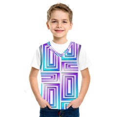 Geometric 3d Metallic Aqua Purple Kids  Sportswear by Nexatart