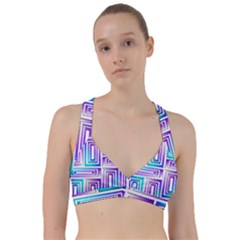 Geometric 3d Metallic Aqua Purple Sweetheart Sports Bra by Nexatart