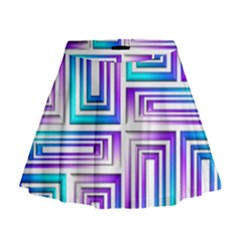 Geometric 3d Metallic Aqua Purple Mini Flare Skirt by Nexatart