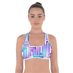 Geometric 3d Metallic Aqua Purple Cross Back Sports Bra by Nexatart