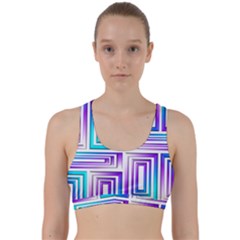 Geometric 3d Metallic Aqua Purple Back Weave Sports Bra by Nexatart